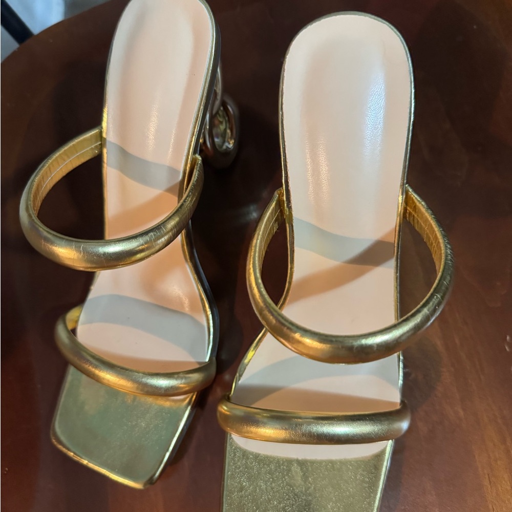 Elegant Gold Strappy Women's Heels